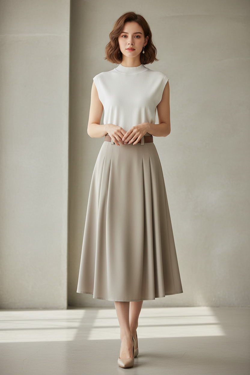 Exact Color Skirt White Top