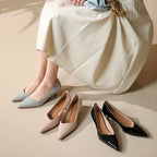 Sheepskin Pumps Elegant Mid Heel Irregular V High Heels