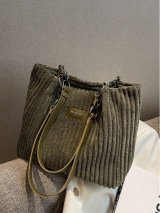 Versatile Large Capacity Corduroy Soft Surface Crossbody Shoulder Bag