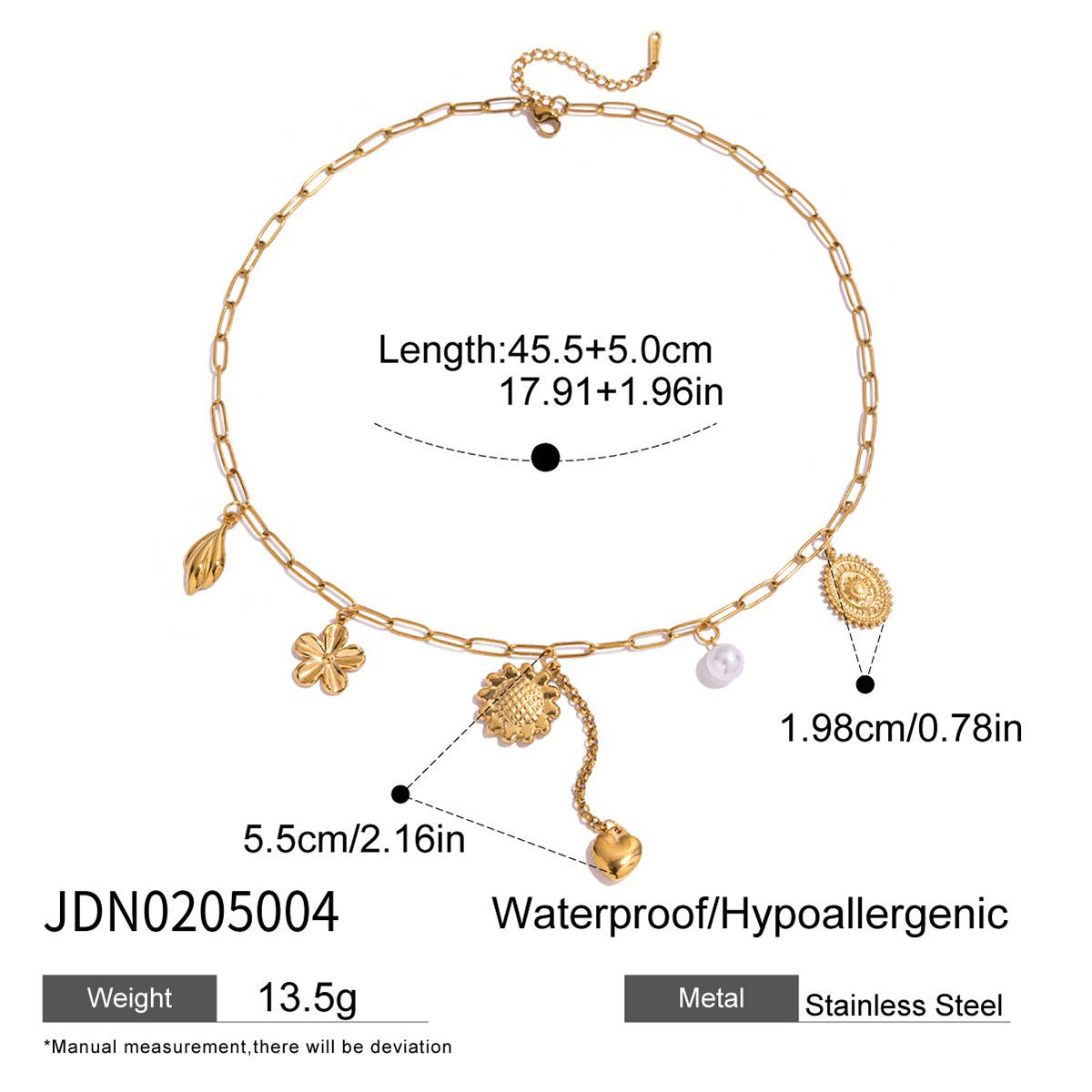 Romantic 18K Gold Stainless Steel Pearl-drip Cherry Pendant Stainless Steel Necklace