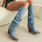 Chunky Heel High Heel Vintage Pointed Toe High Tube Pants Boots