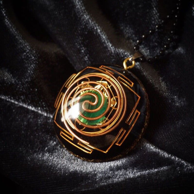 Geometric High Frequency Coil Hand Custom Crystal Pendant Necklace