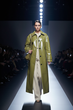 Fashion show runway with spotlights