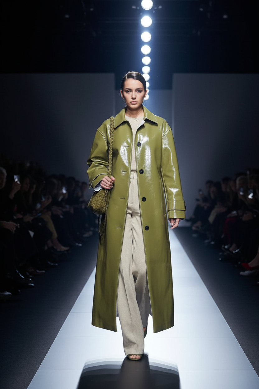 Fashion show runway with spotlights