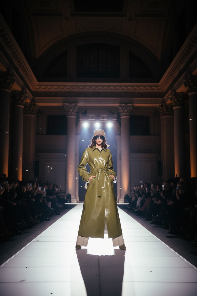 Fashion show with dramatic lighting