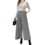 Elegant Houndstooth Wide-leg Cropped Pants