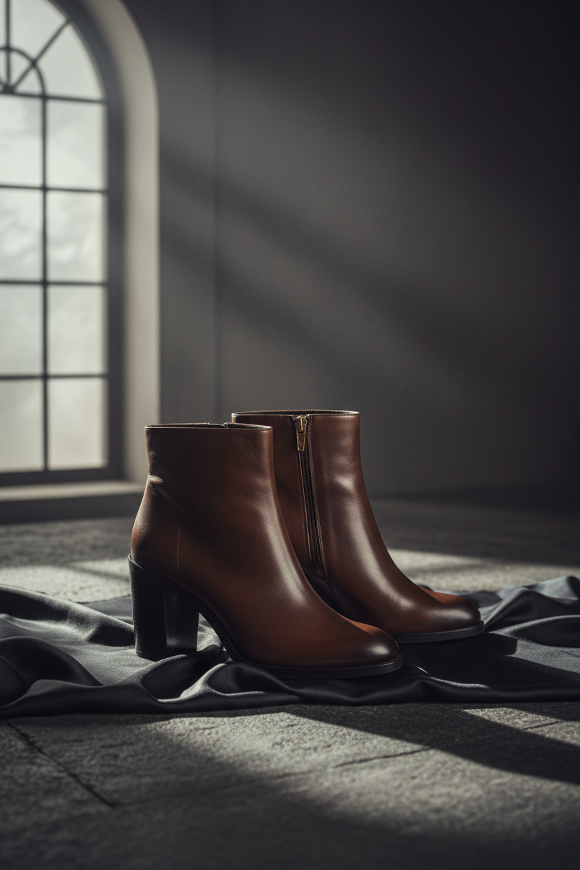 Moody lighting - Dramatic editorial shot of ankle boots