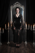 Lace V-Neck Dress – Halloween Editorial 4