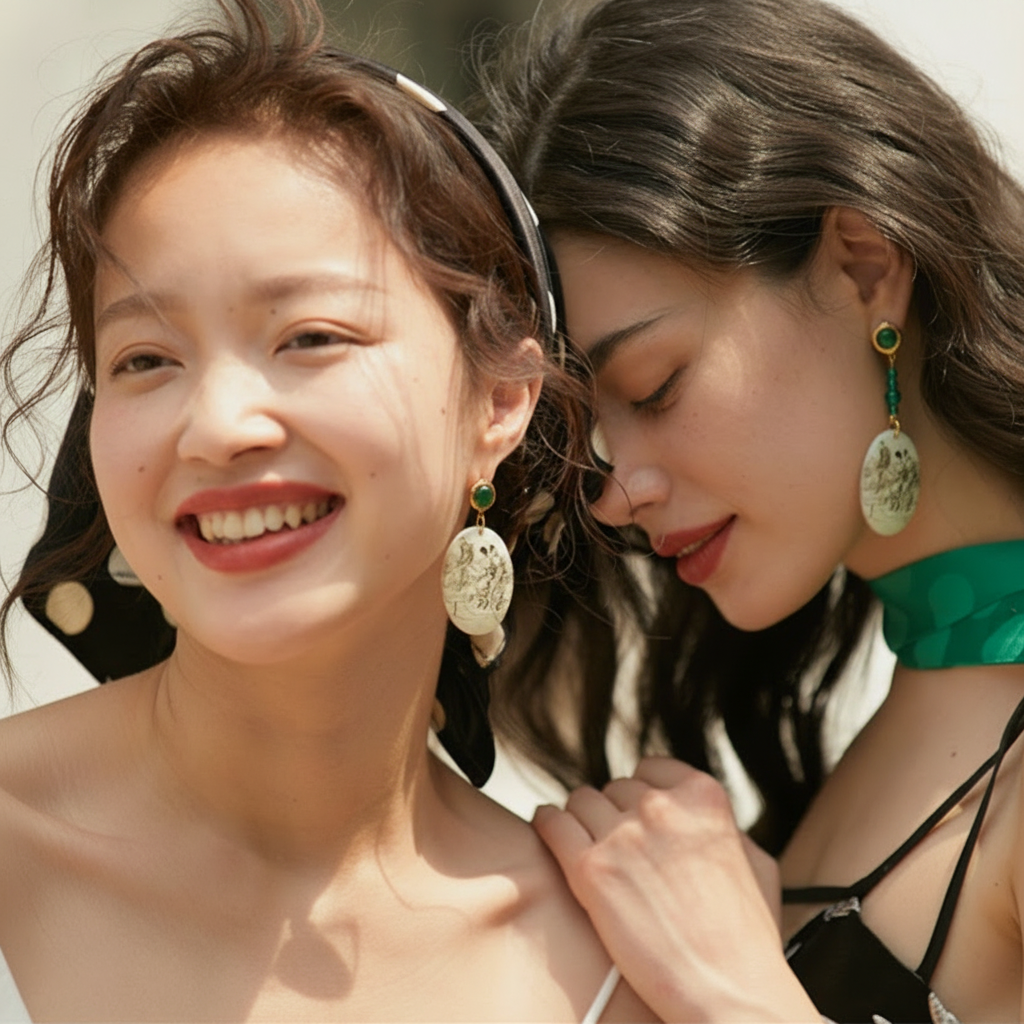 Recreated lifestyle photo with jade earrings