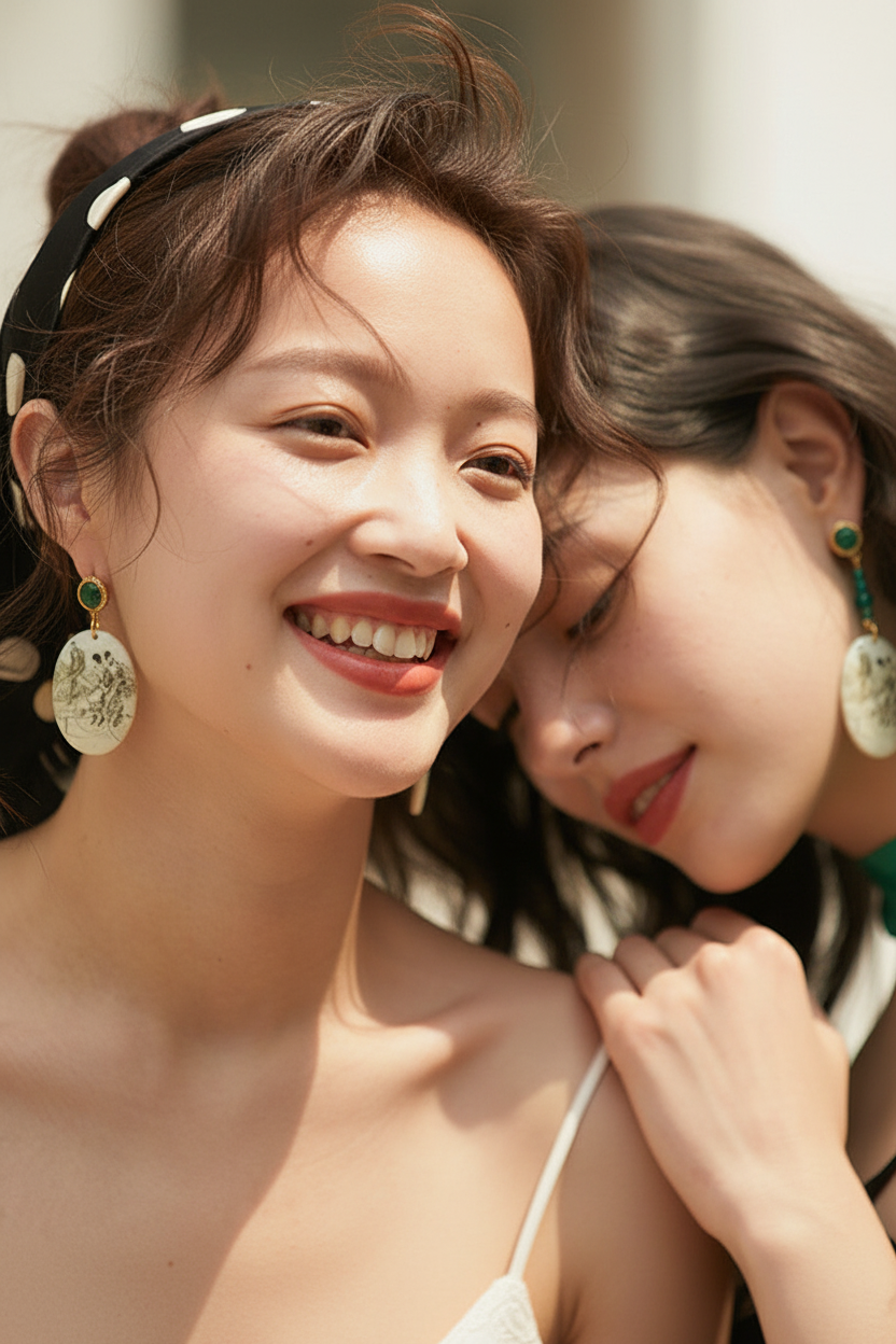 Retro earrings vintage setting