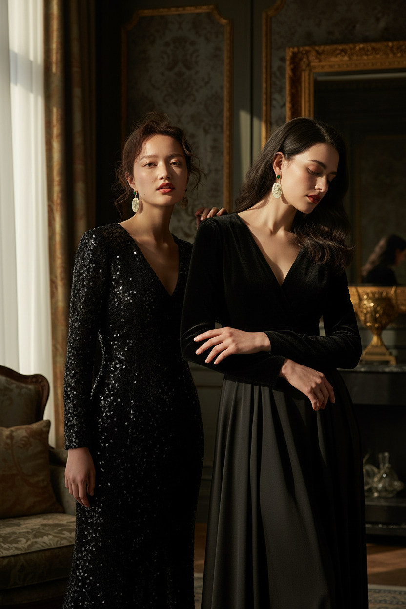 Retro earrings with evening wear