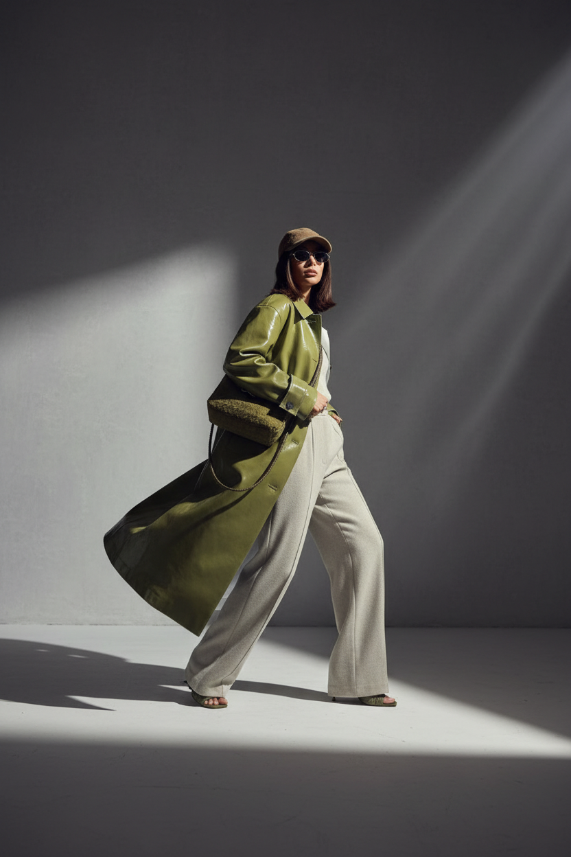 Studio editorial with grey backdrop