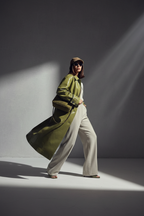 Studio editorial with grey backdrop