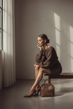 Luxe Knit Belted Mini Dress – Sculpt Fit & Statement Sleeves